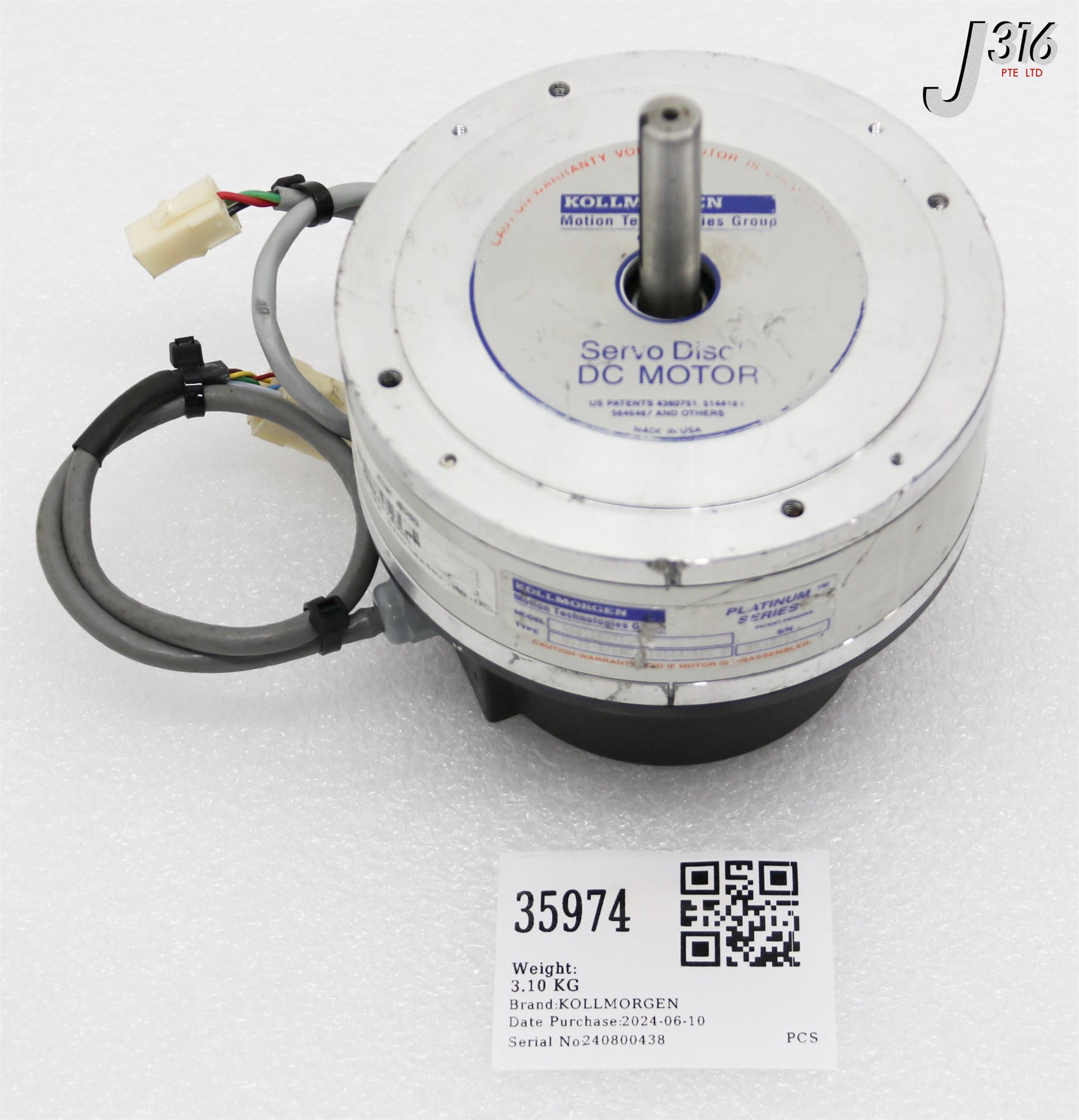 35974 KOLLMORGEN DC MTR, SERVODISC W/ ENCODER 8200042001 (PARTS